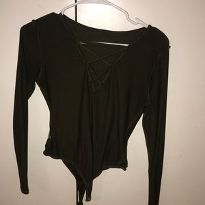 Olive green bodysuits.